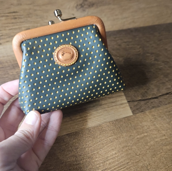 Green and Tan Polka Dot Coin Purse - Picture 2 of 10